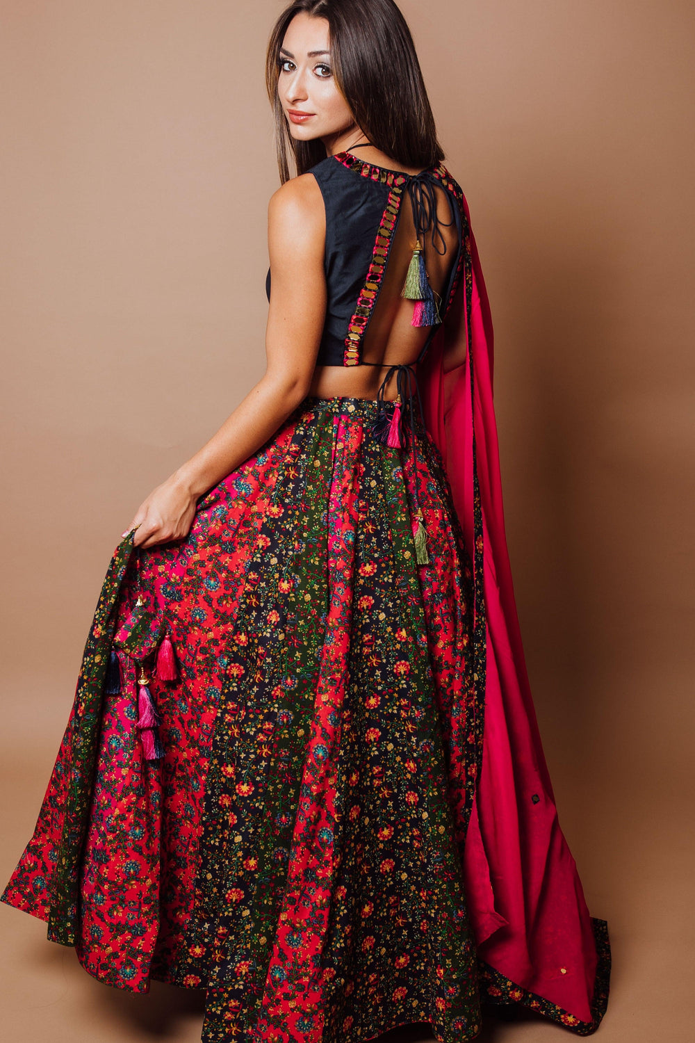 Multi Color Chaniya Choli Set-[mirror work]-Raas