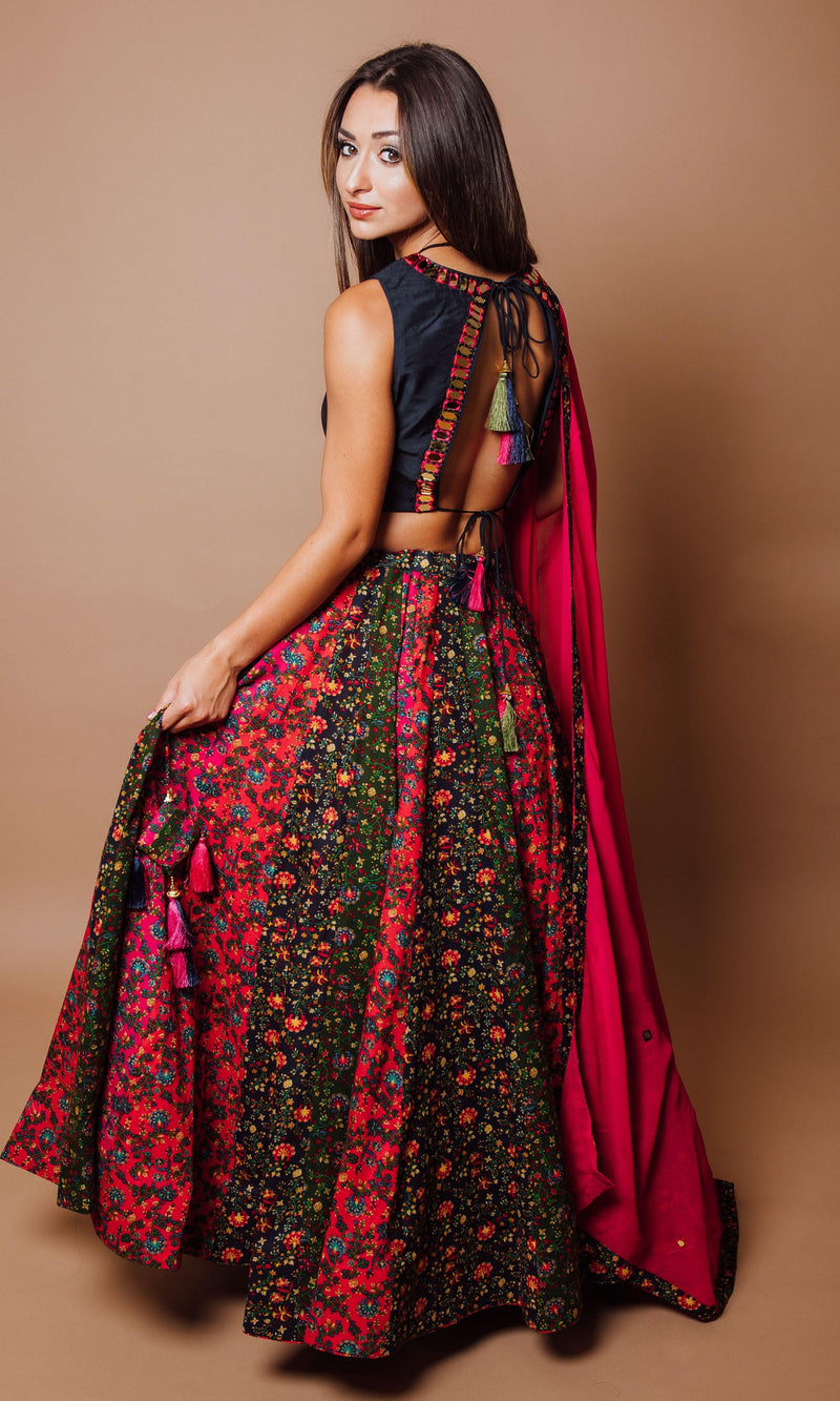 Multi Color Chaniya Choli Set-[mirror work]-Raas