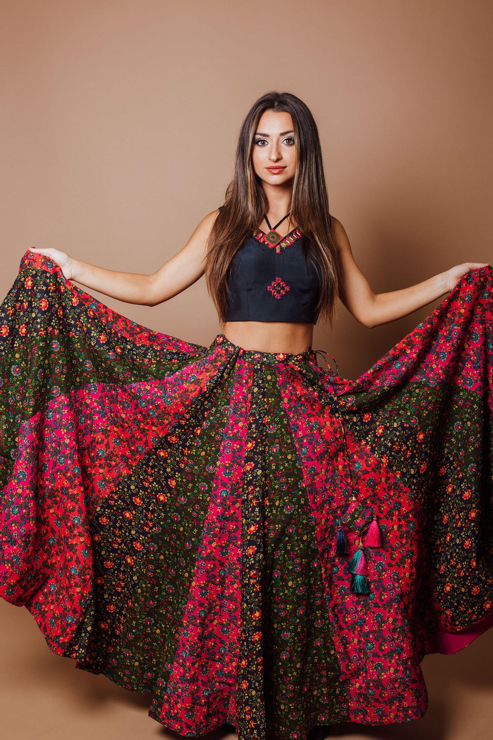 Multi Color Chaniya Choli Set-[mirror work]-Raas