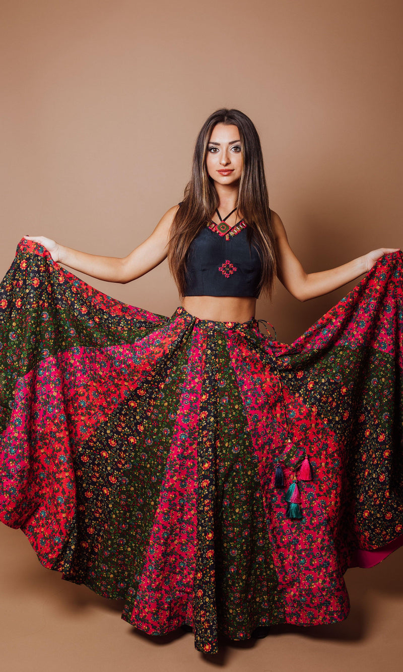 Multi Color Chaniya Choli Set-[mirror work]-Raas