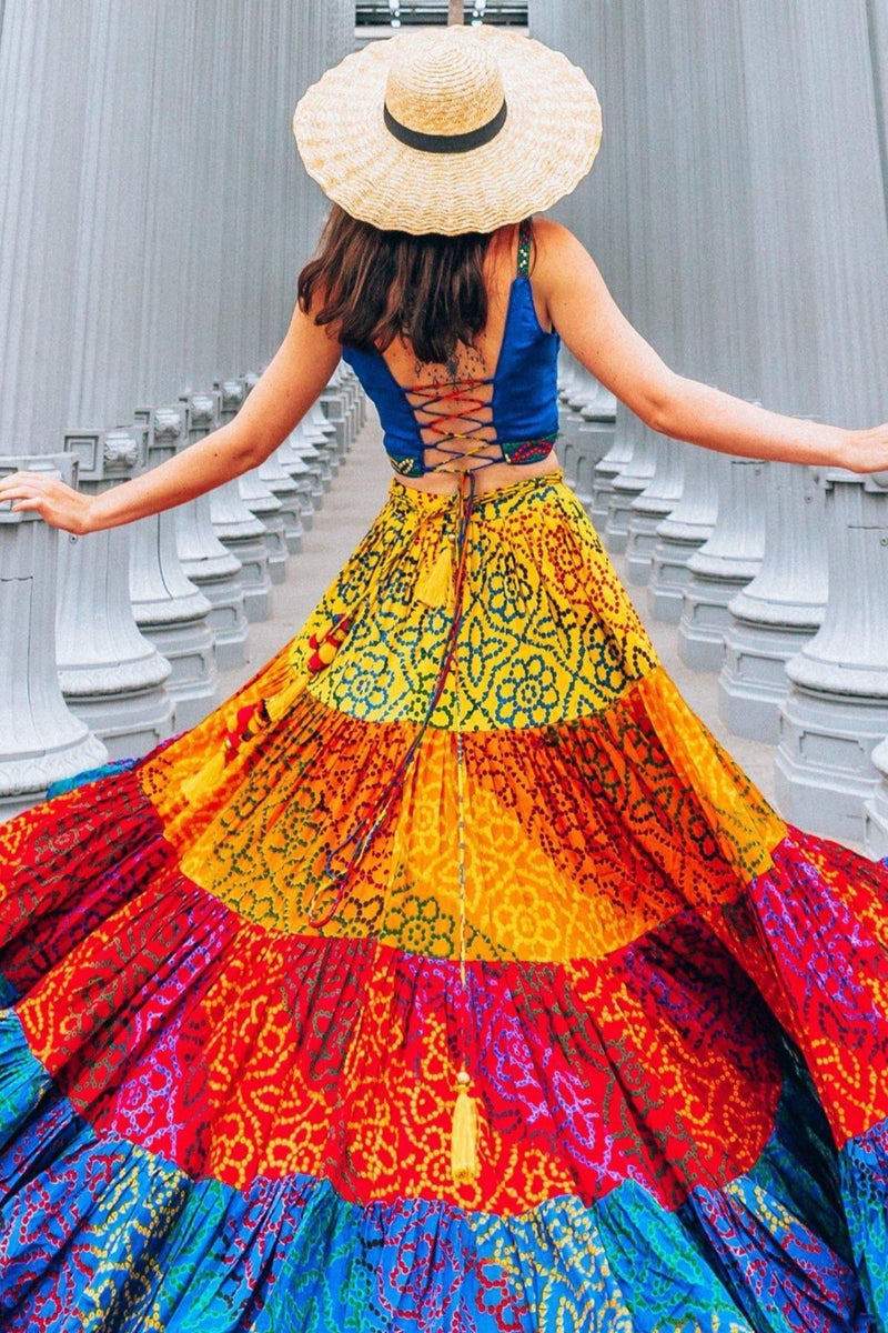 Multi Tropical Tiered Chaniya Choli-[comfort-first-design]-[lightweight]-Raas