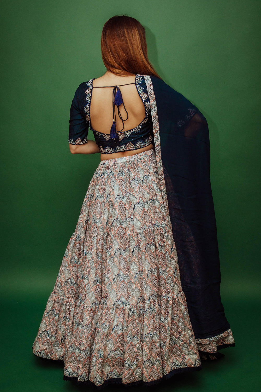 Multicolor Sequins Lehenga Set-[mirror work]-Raas