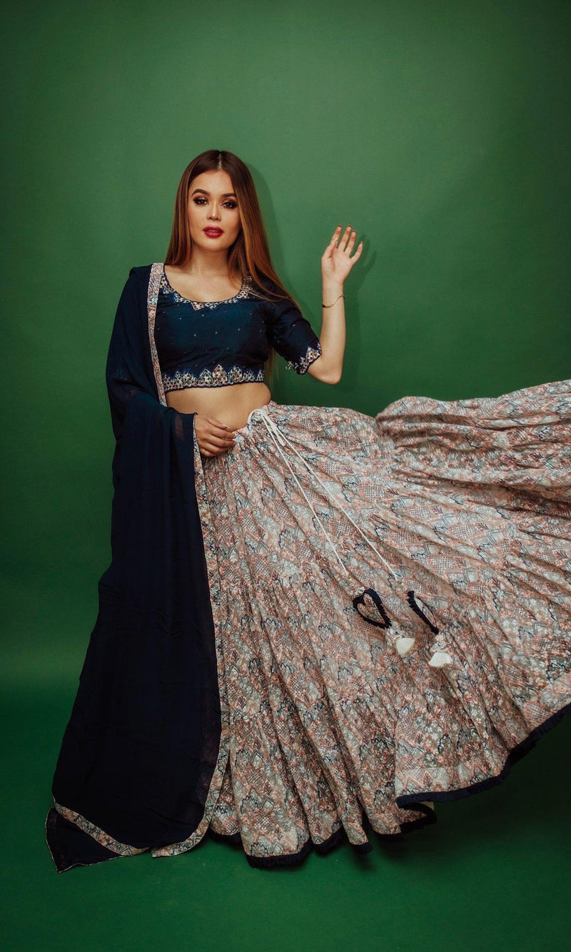 Multicolor Sequins Lehenga Set-[mirror work]-Raas