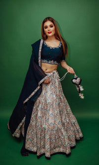 Multicolor Sequins Lehenga Set-[mirror work]-Raas