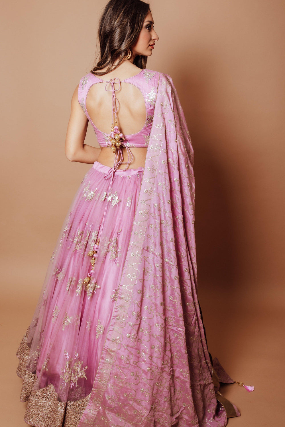 Onion Pink Lehenga Choli Set-[mehendi outfit]-Raas