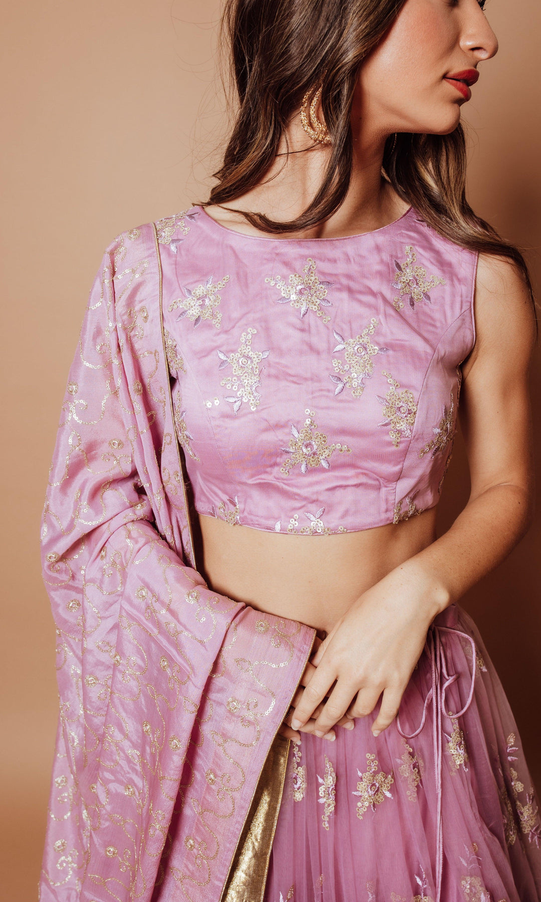 Onion Pink Lehenga Choli Set-[mehendi outfit]-Raas