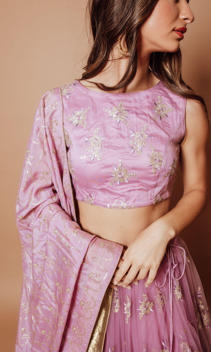 Onion Pink Lehenga Choli Set-[mehendi outfit]-Raas