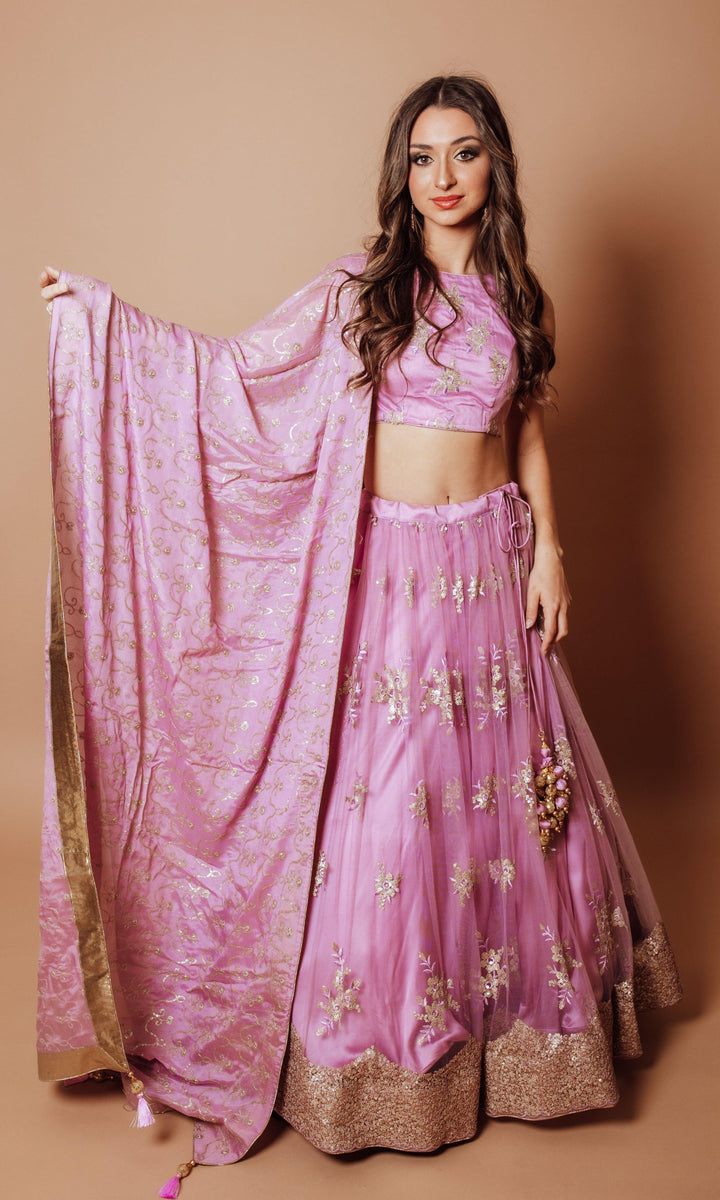 Onion Pink Lehenga Choli Set-[mehendi outfit]-Raas