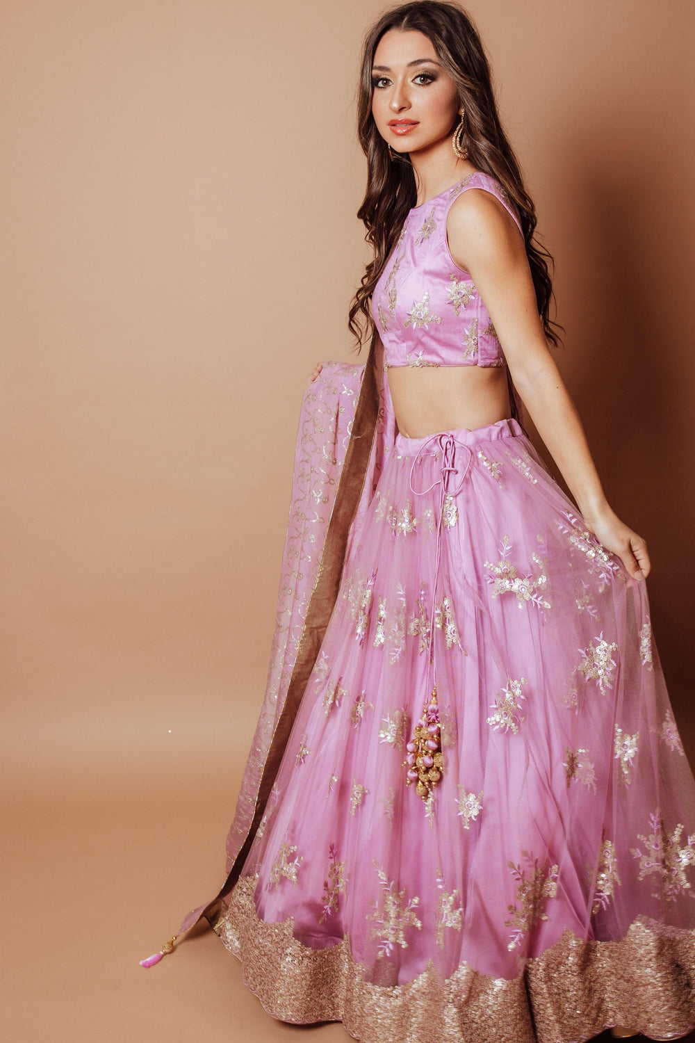 Onion Pink Lehenga Choli Set-[mehendi outfit]-Raas