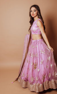 Onion Pink Lehenga Choli Set-[mehendi outfit]-Raas