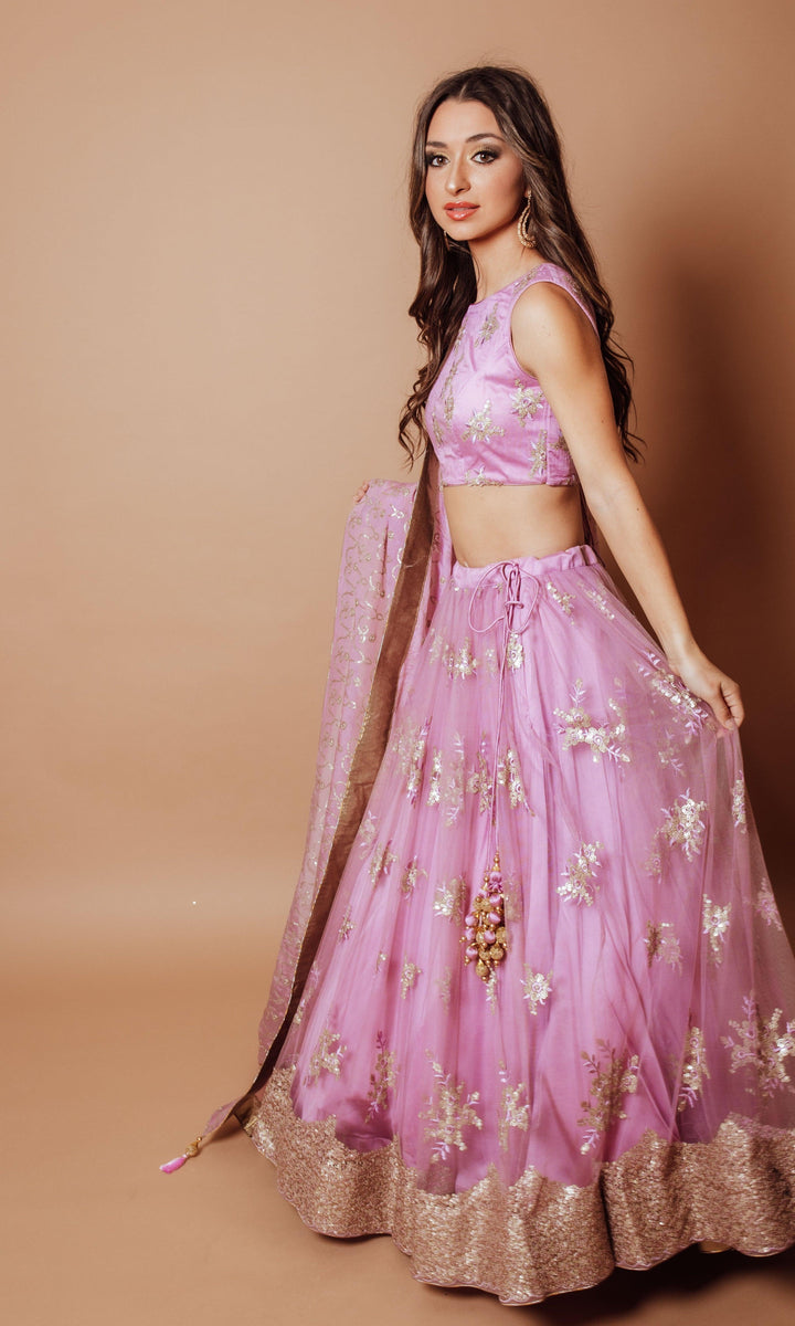 Onion Pink Lehenga Choli Set-[mehendi outfit]-Raas