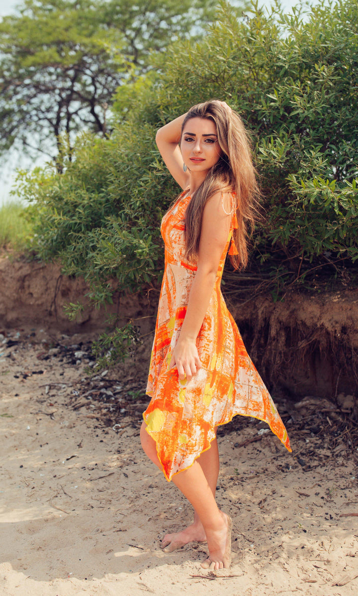 Orange High Low Dress dresses RAAS