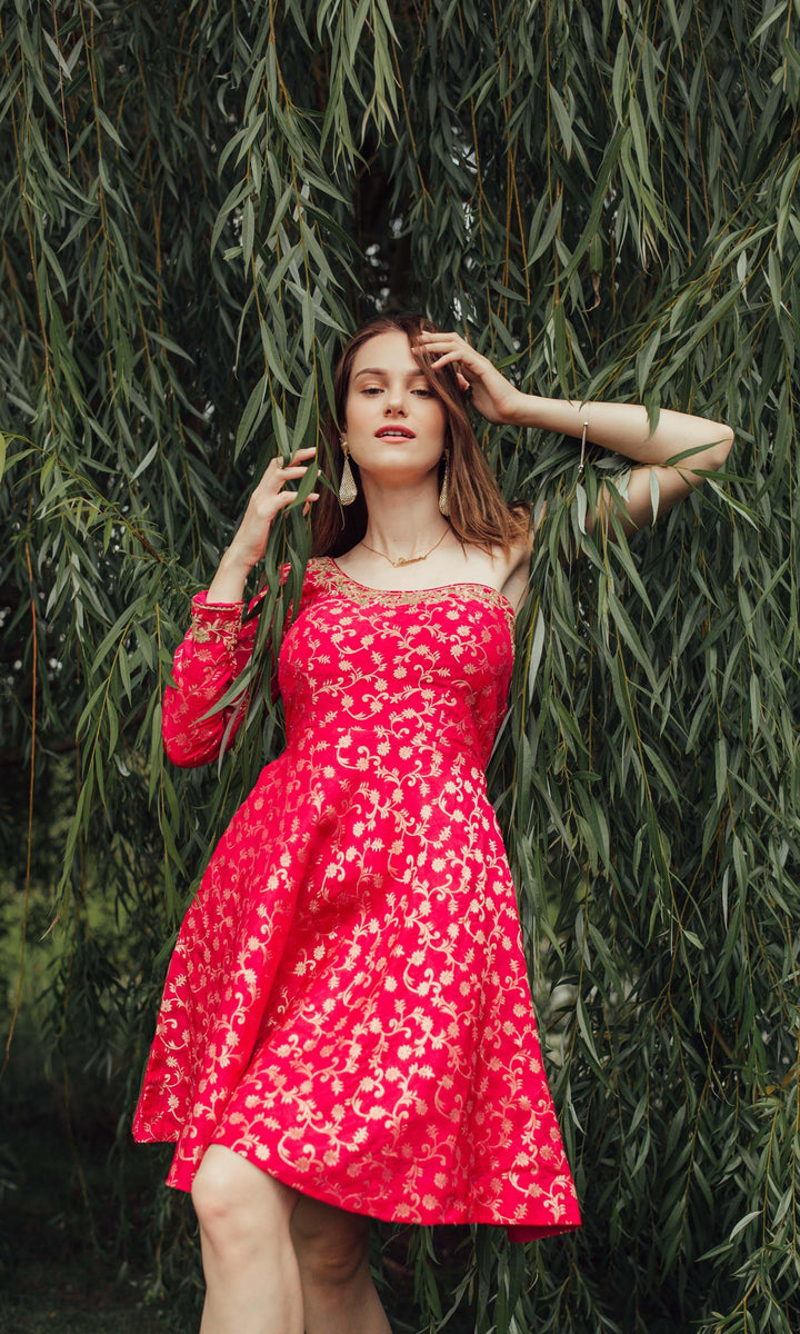 Pink One Shoulder Dress-Raas USA