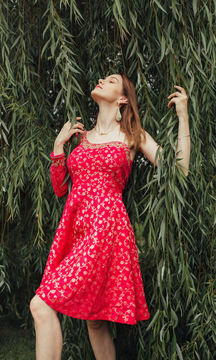 Pink One Shoulder Dress-Raas USA