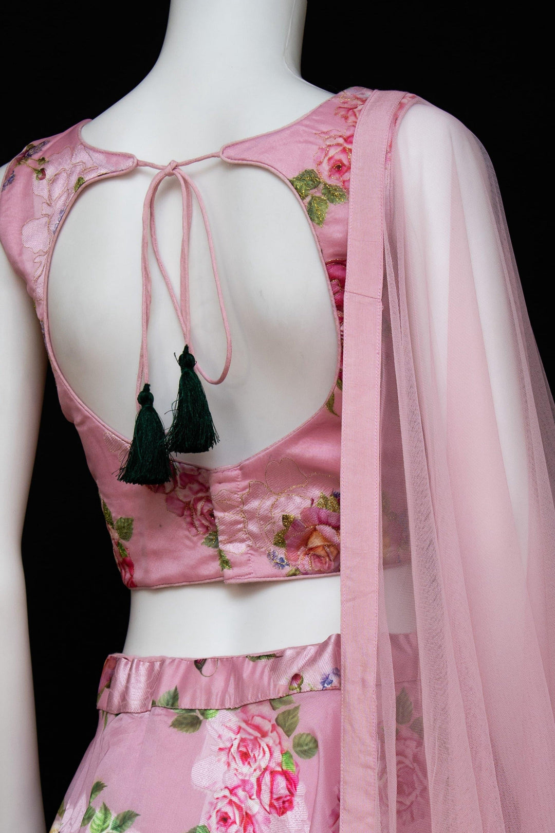 Pink Organza Silk Lehenga Choli-Raas USA