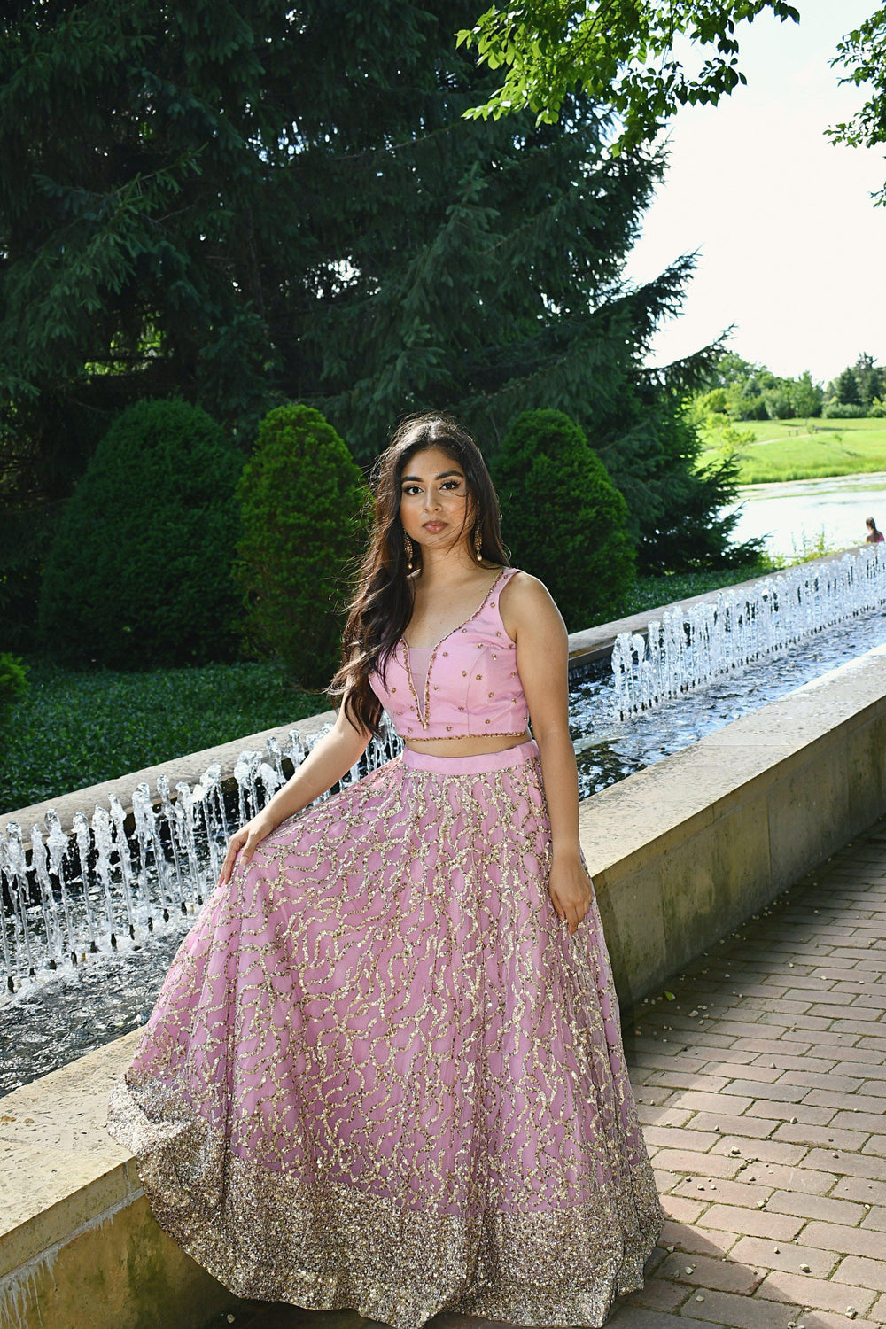Pink Sequins Lehenga Choli — Lightweight Net & Silk Wedding Wear USA-[mehendi outfit]-Raas
