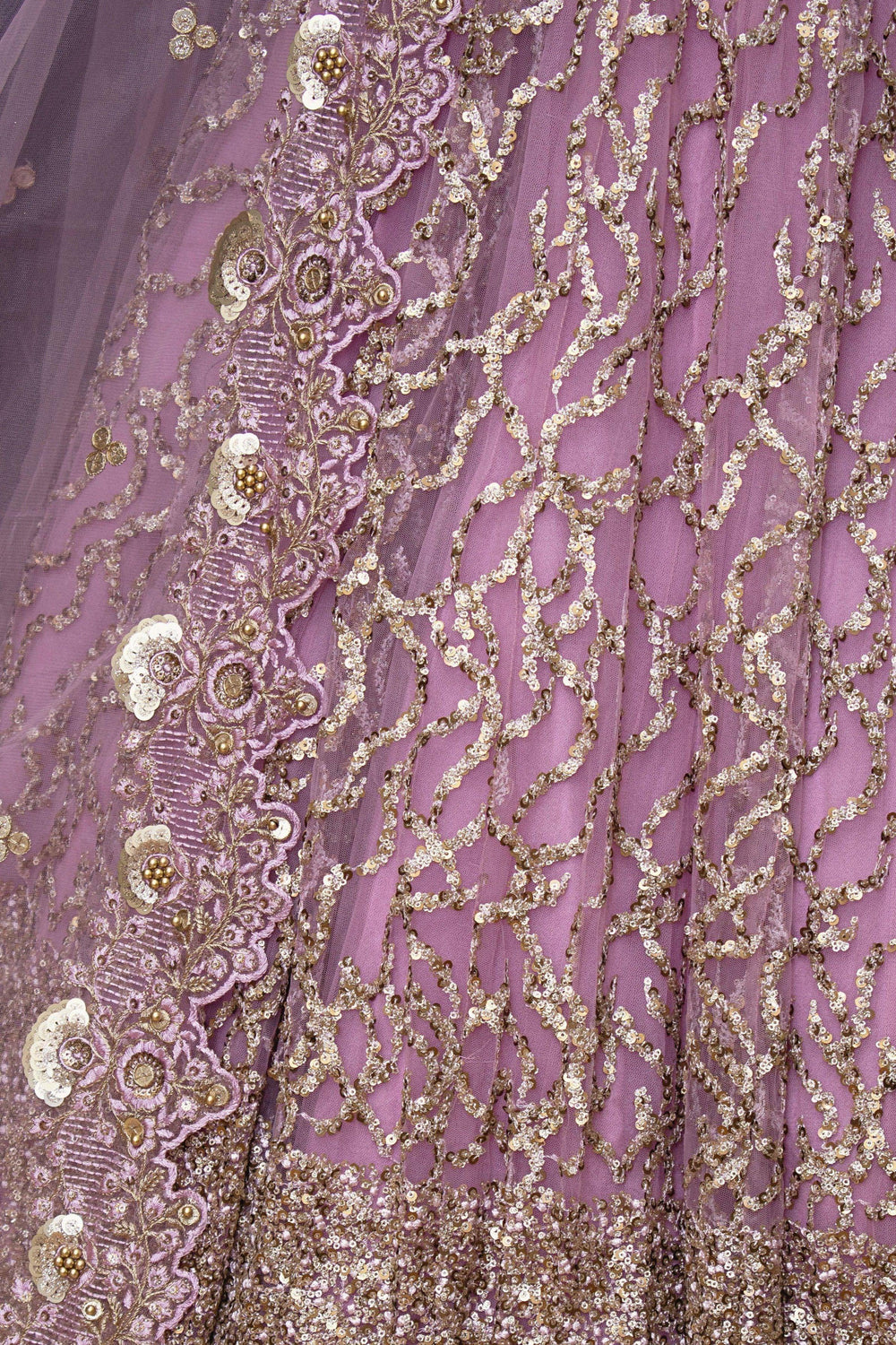 Pink Sequins Lehenga Choli — Lightweight Net & Silk Wedding Wear USA-[mehendi outfit]-Raas