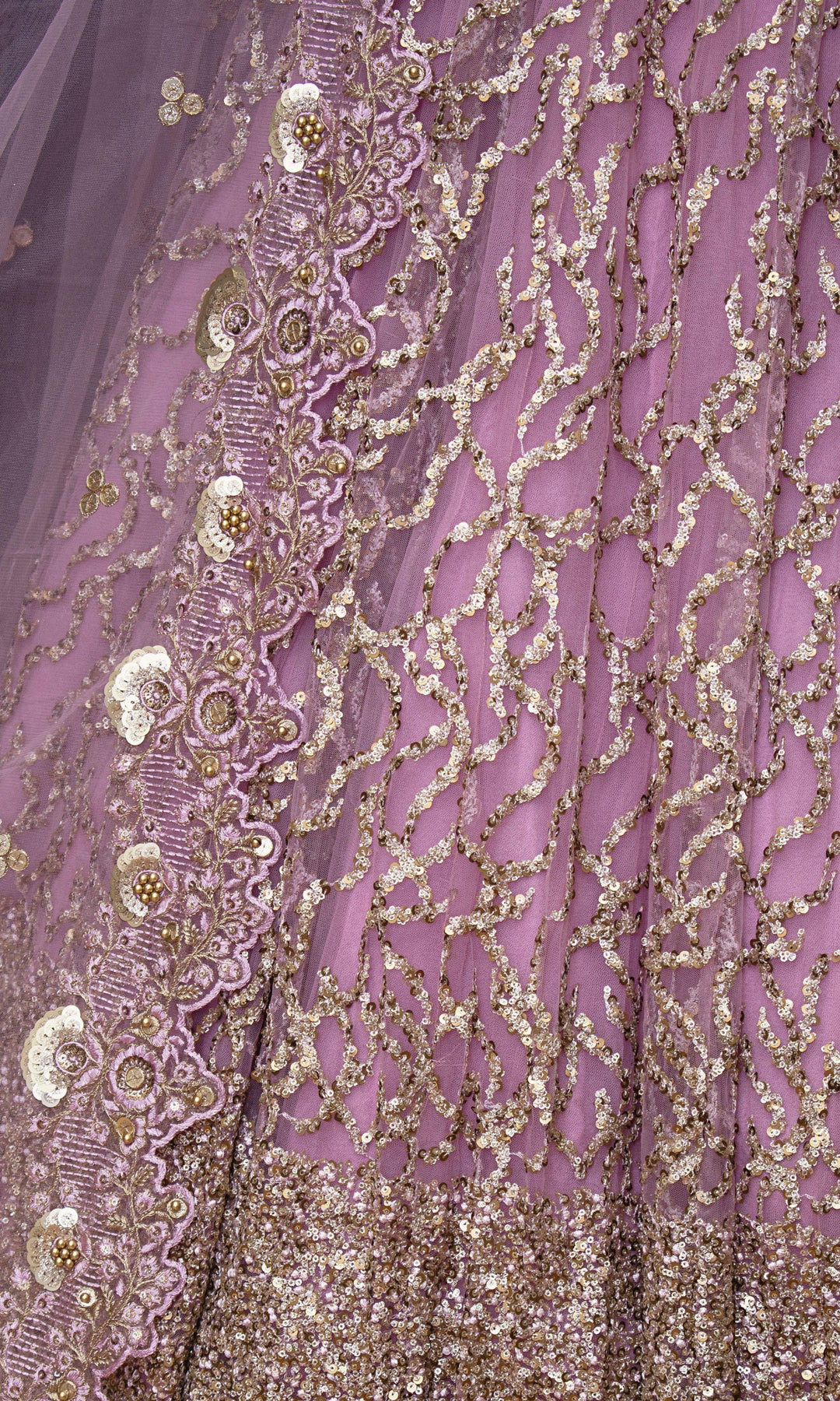 Pink Sequins Lehenga Choli — Lightweight Net & Silk Wedding Wear USA-[mehendi outfit]-Raas