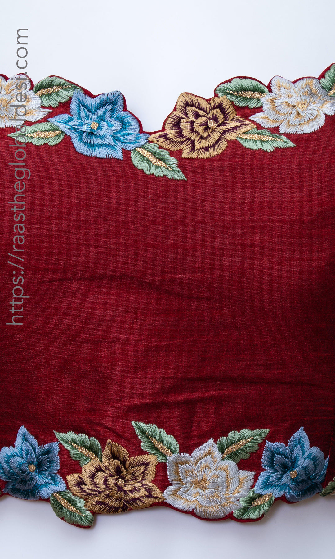 Red and Wine Floral Lehenga Choli Set-Raas USA