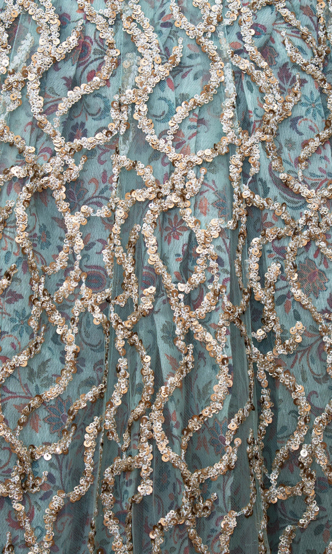 Sage Green Sequins Lehenga Choli with Sequins Embroidery-[mehendi outfit]-Raas