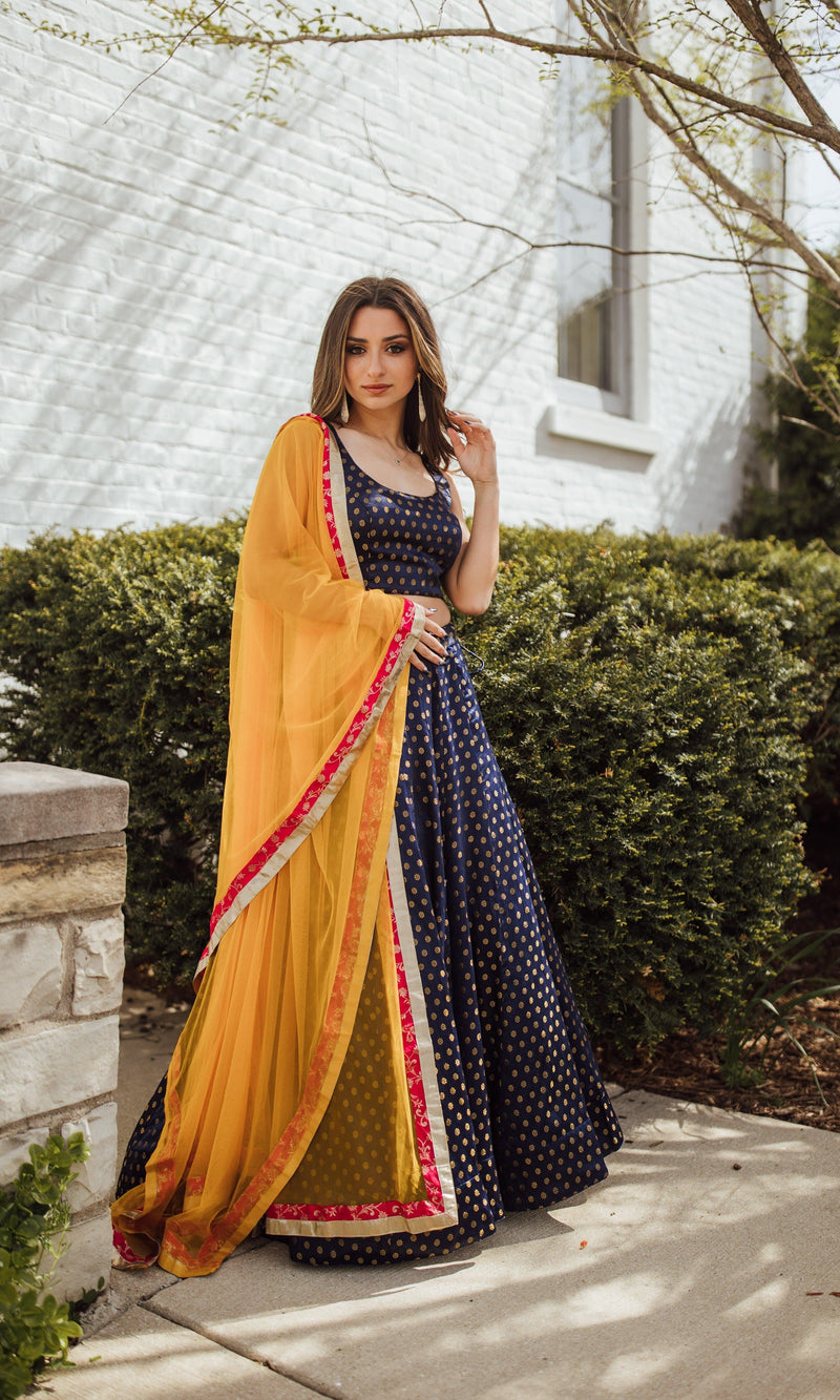 Sharara Lehenga Choli Set-[mehendi outfit]-Raas