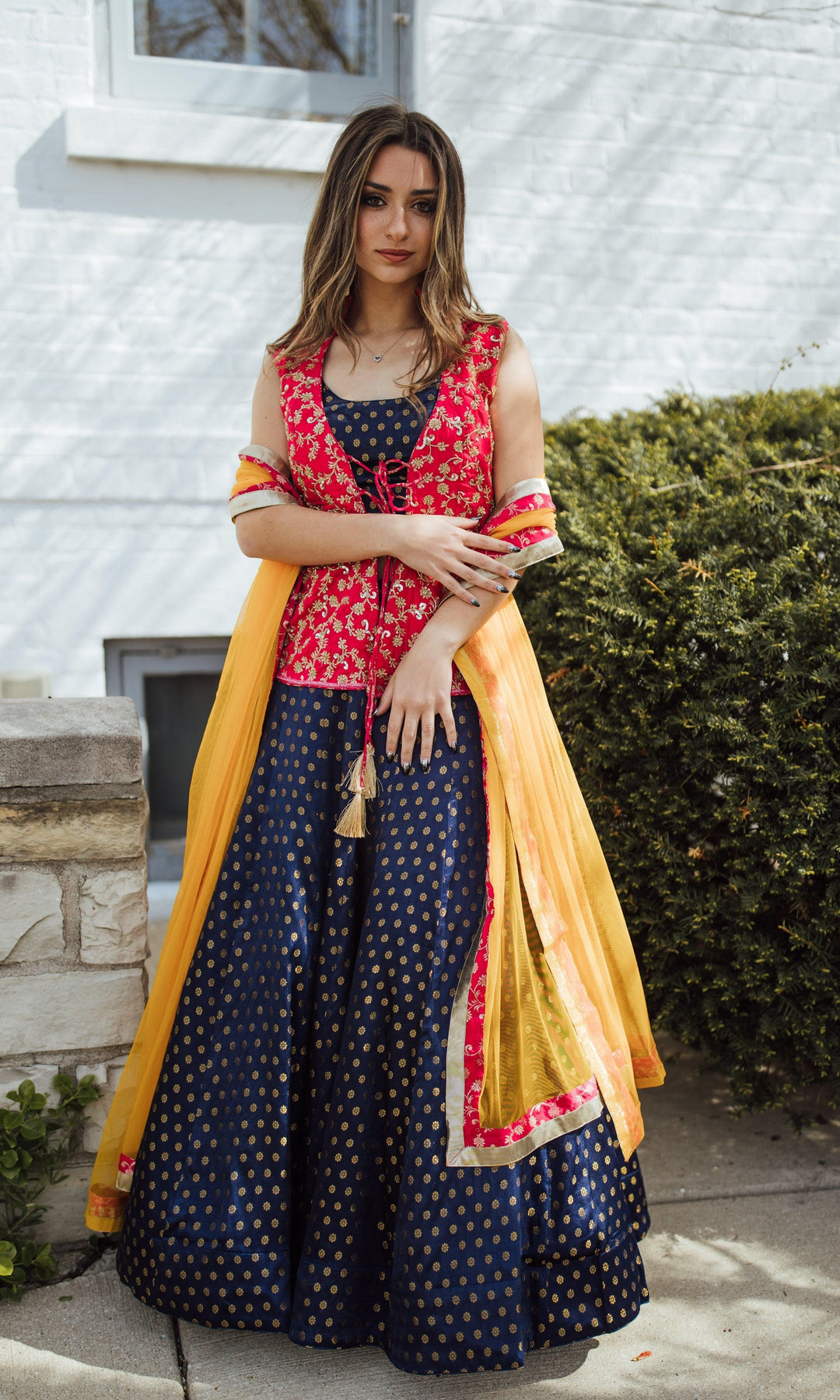 Sharara Lehenga Choli Set-[mehendi outfit]-Raas