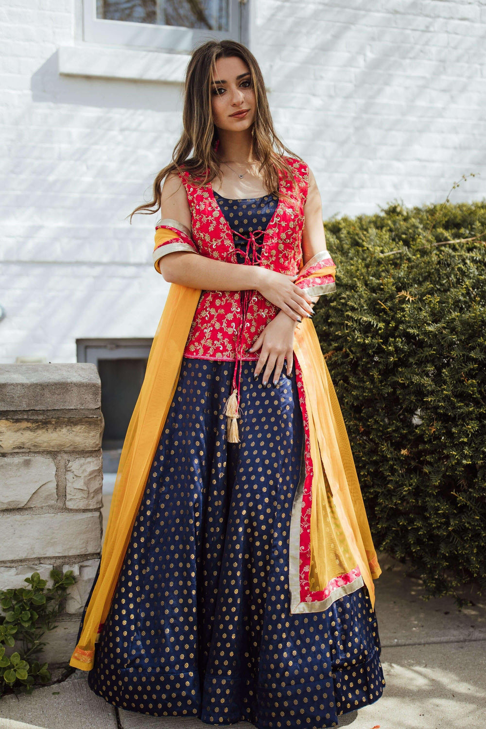 Sharara Lehenga Choli Set-[mehendi outfit]-Raas