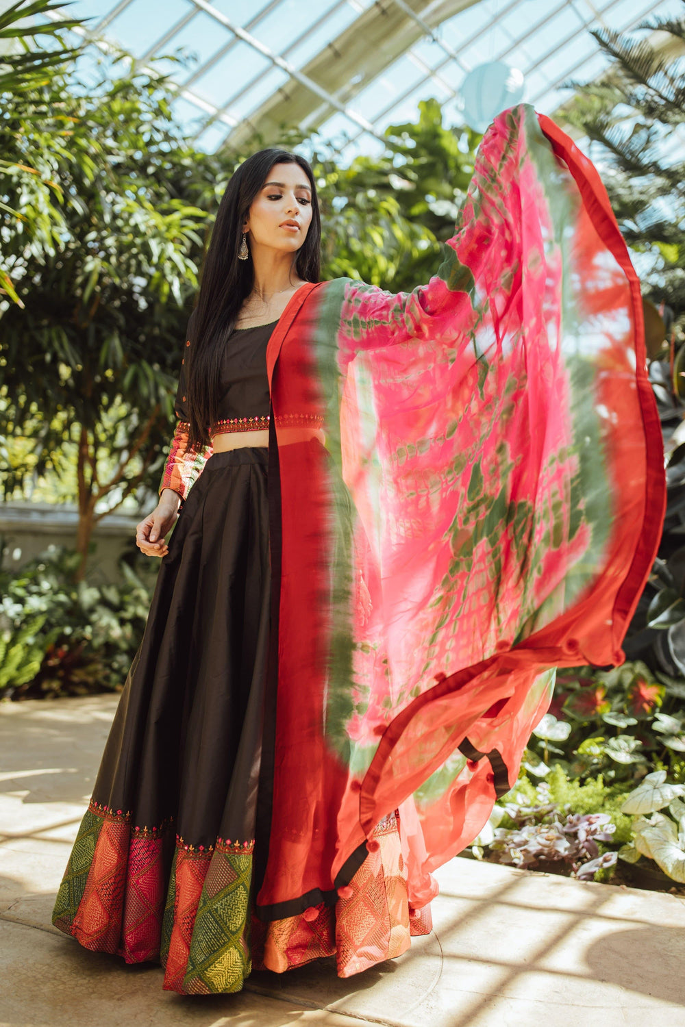 Silk Black Chaniya Choli Set-[comfort-first-design]-[lightweight]-Raas