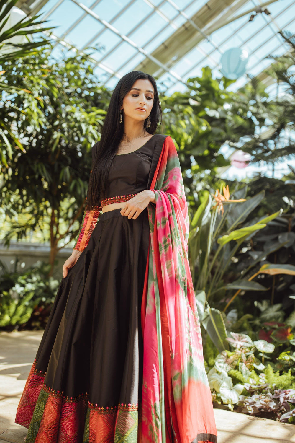 Silk Black Chaniya Choli Set-[comfort-first-design]-[lightweight]-Raas