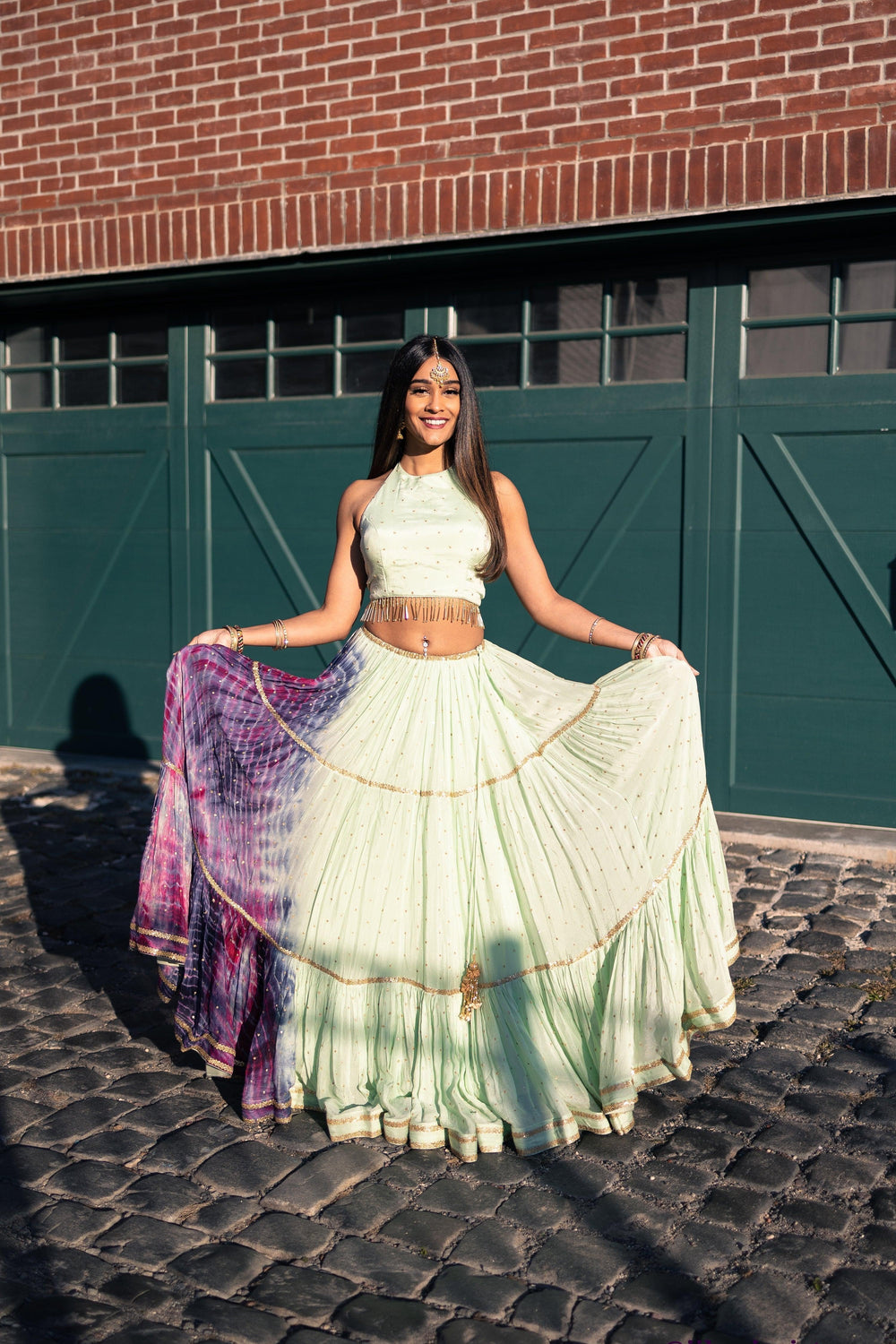 Tie-Dye Lehenga Choli Set-[mehendi outfit]-Raas