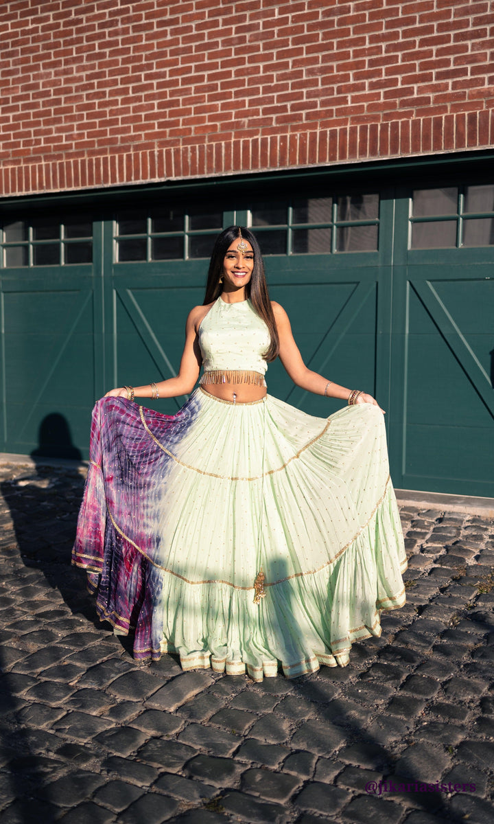 Tie-Dye Lehenga Choli Set-[mehendi outfit]-Raas