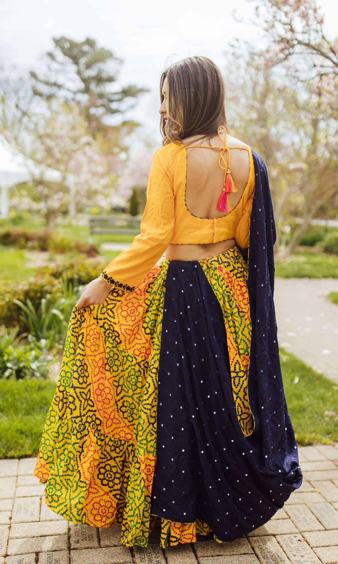 Tiered Yellow Chaniya Choli Set-[haldi_outfit]-Raas