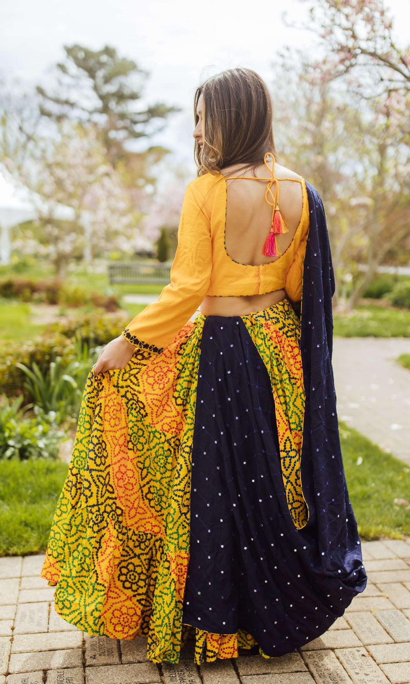 Tiered Yellow Chaniya Choli Set-[haldi_outfit]-Raas