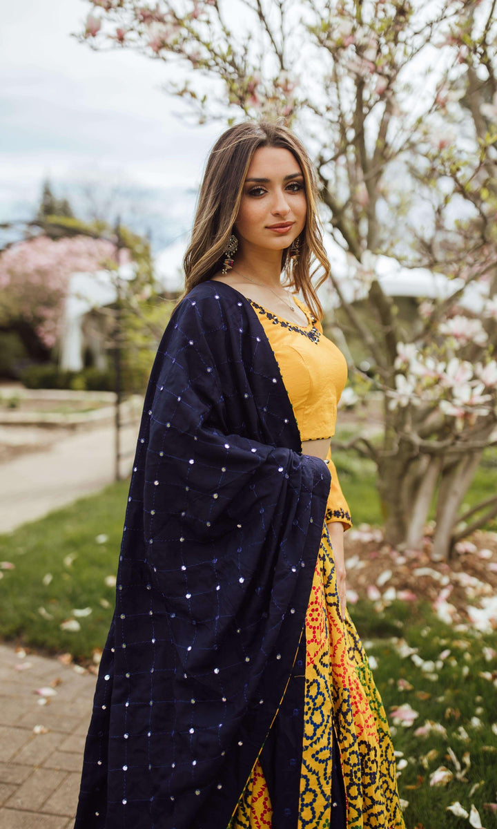 Tiered Yellow Chaniya Choli Set-[haldi_outfit]-Raas