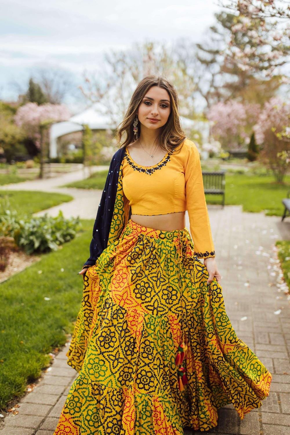 Tiered Yellow Chaniya Choli Set-[haldi_outfit]-Raas