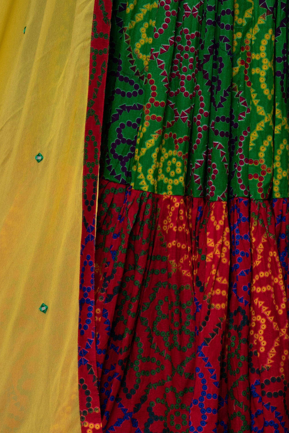 Tropical Full Flare Bandhej Chaniya Choli-[mirror work]-Raas
