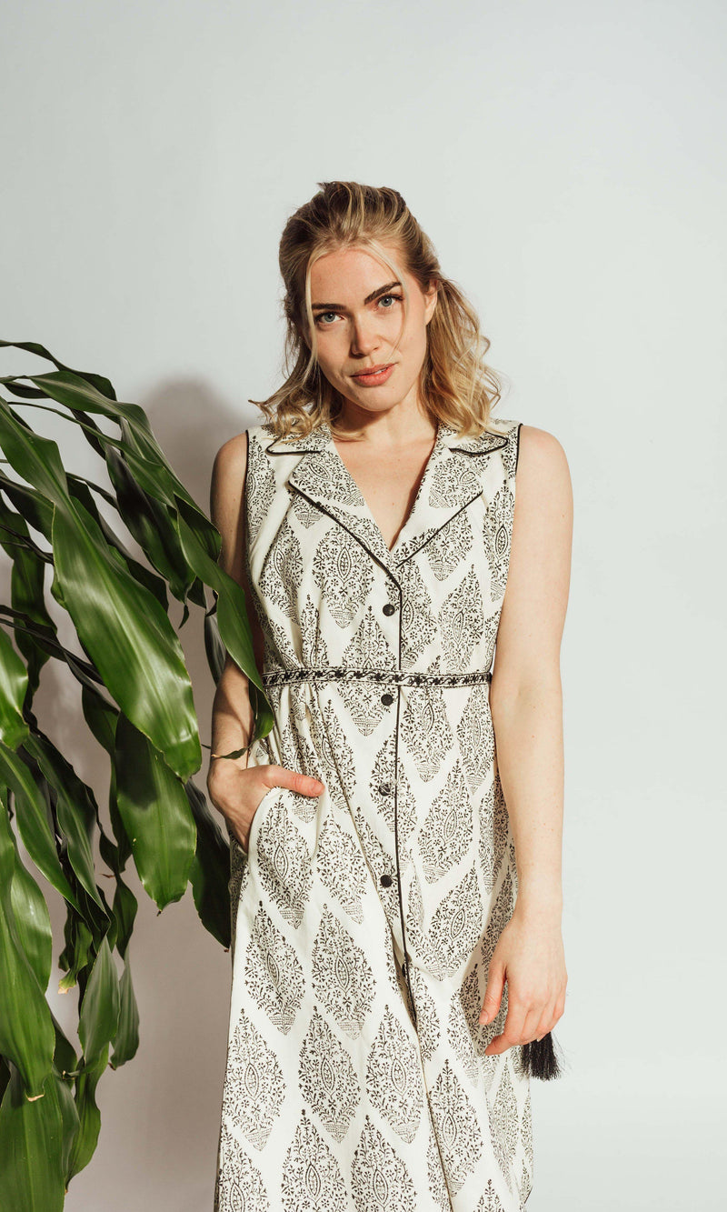 White Blazer Dress with Embroidered Belt dresses RAAS