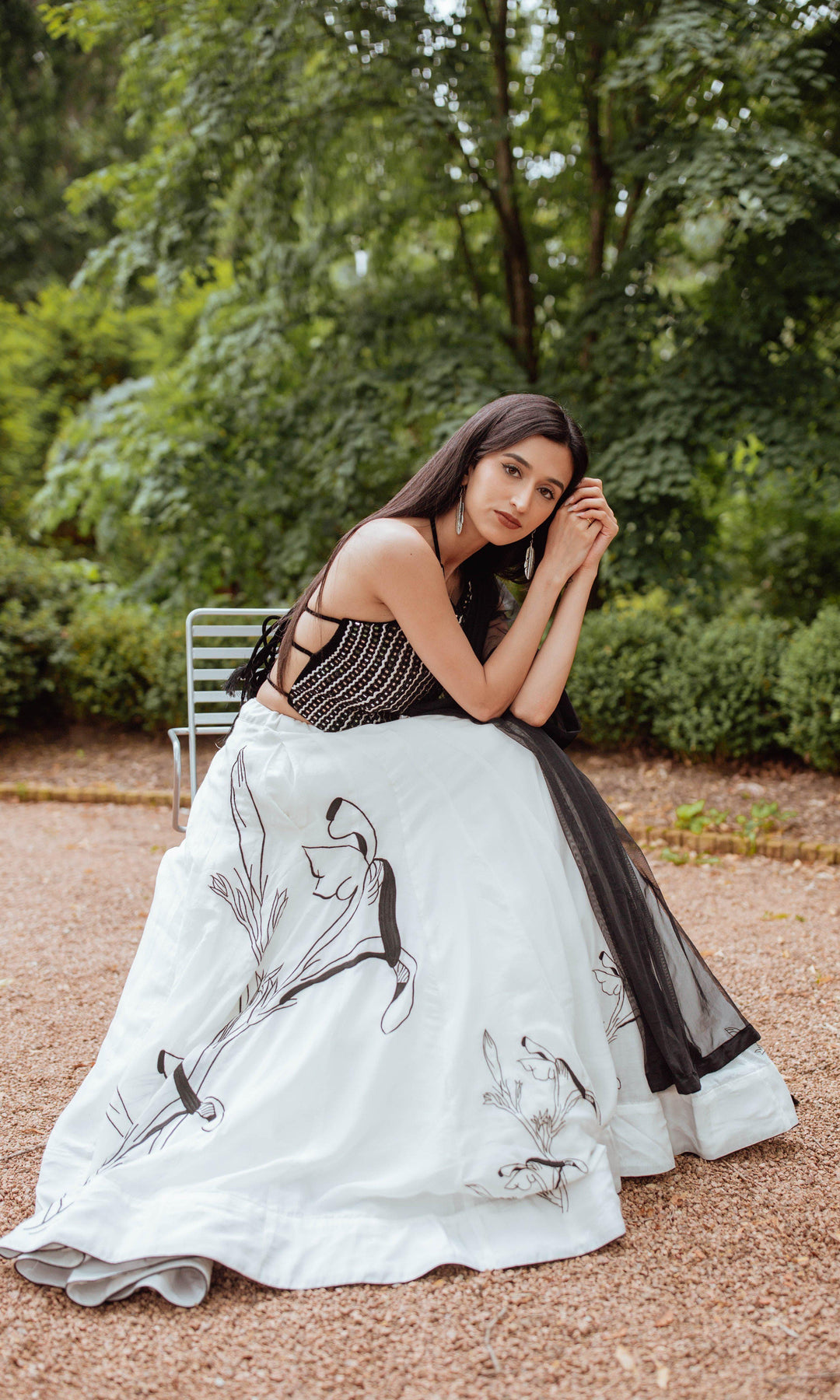 White Lehenga Choli Set-Raas USA