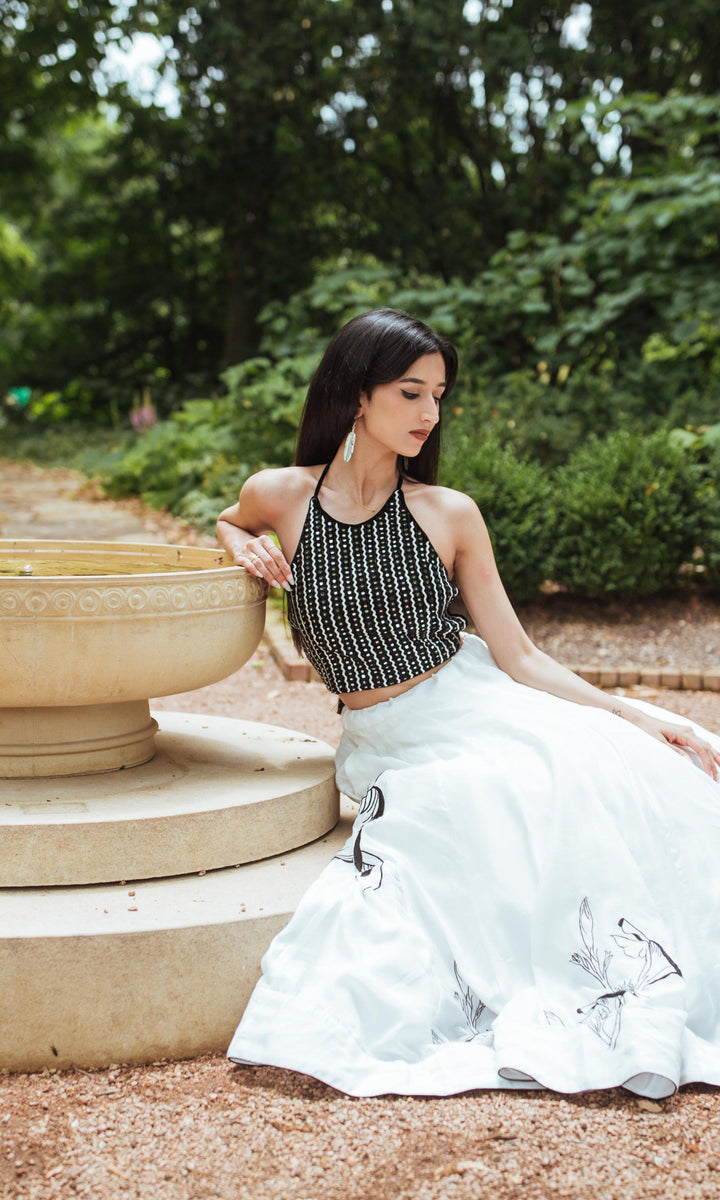 White Lehenga Choli Set-Raas USA