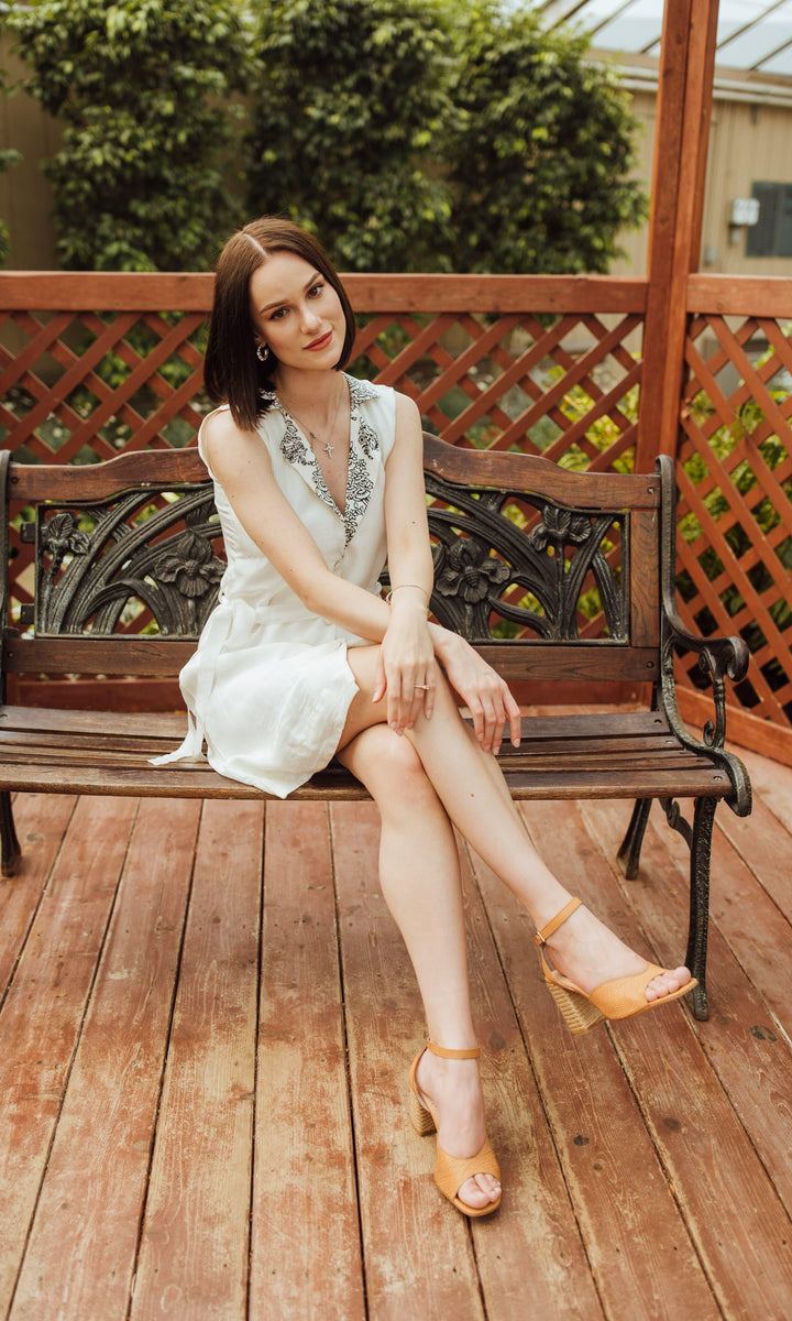 White Mini Dress with Block Print dresses RAAS