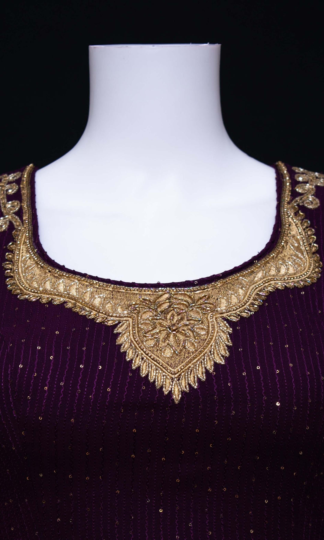 Wine and Gold Full Sleeve Lehenga Choli Set-Raas USA