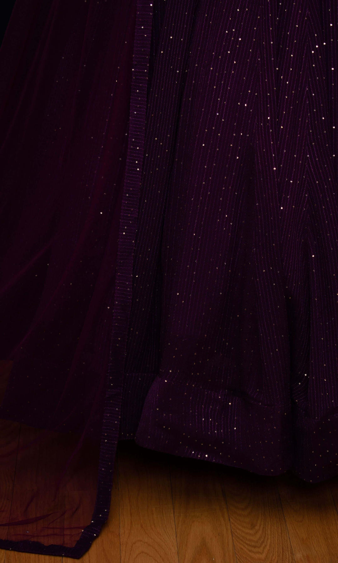 Wine and Gold Full Sleeve Lehenga Choli Set-Raas USA