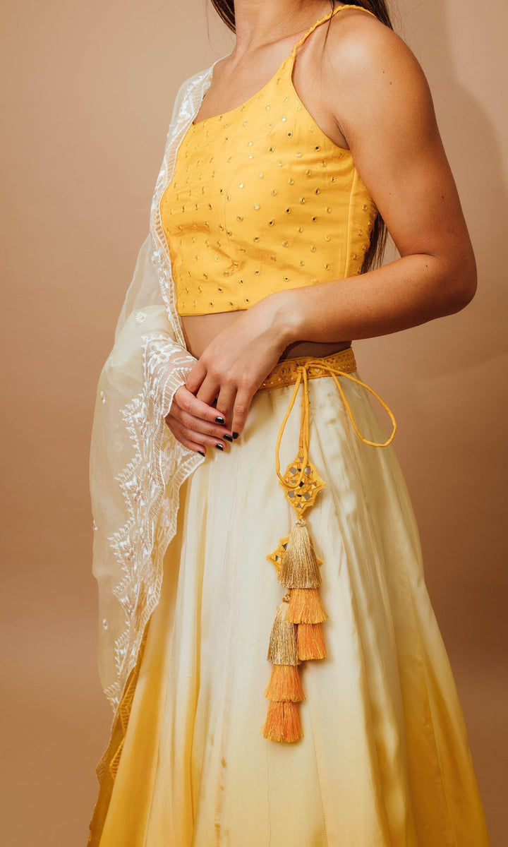 Yellow Shaded Lehenga Choli Set-[haldi_outfit]-Raas