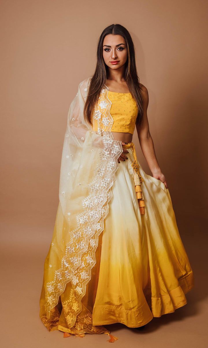 Yellow Shaded Lehenga Choli Set-[haldi_outfit]-Raas