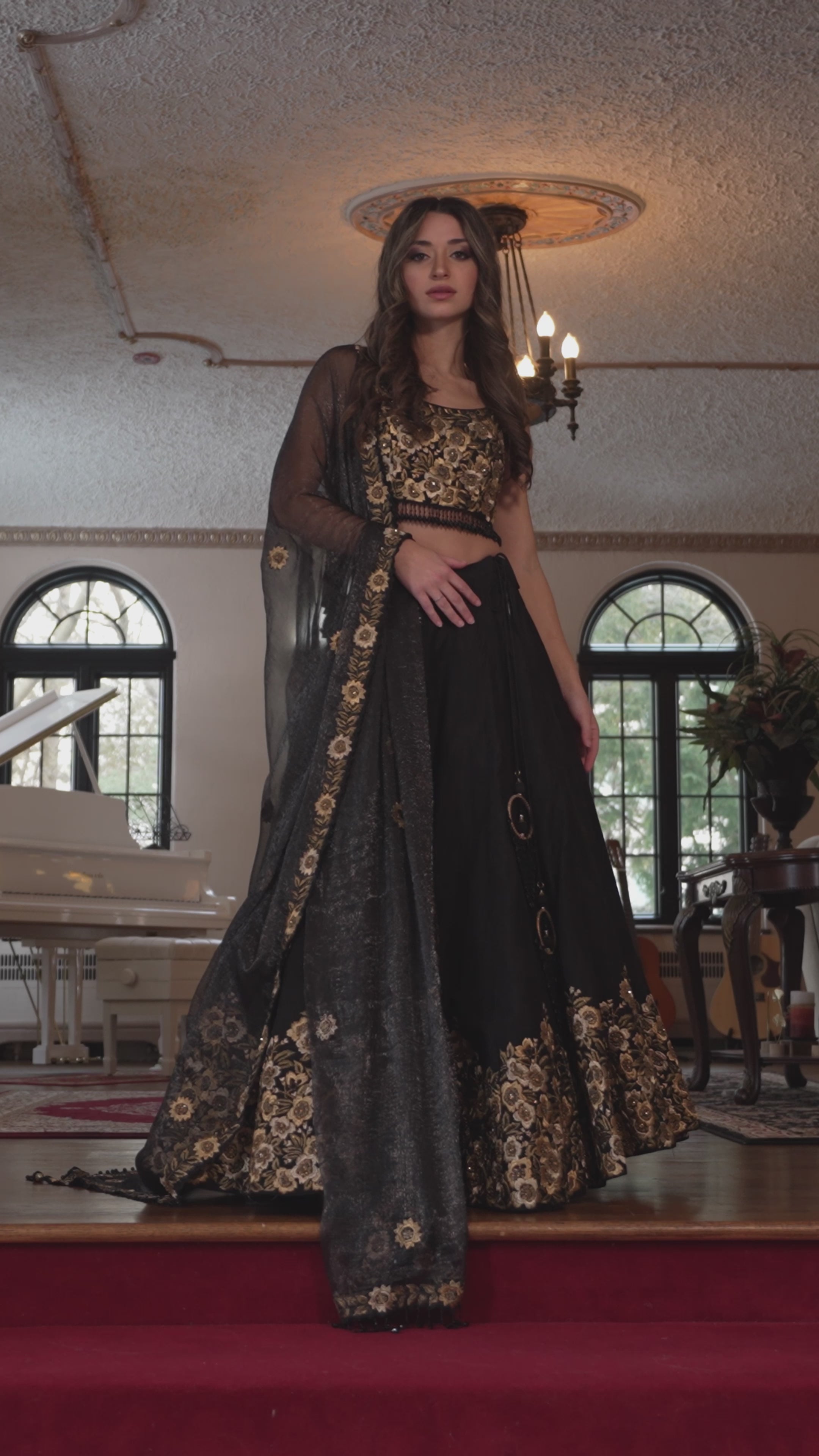Exquisite Black Color Sequins Work Lehenga choli - Rent