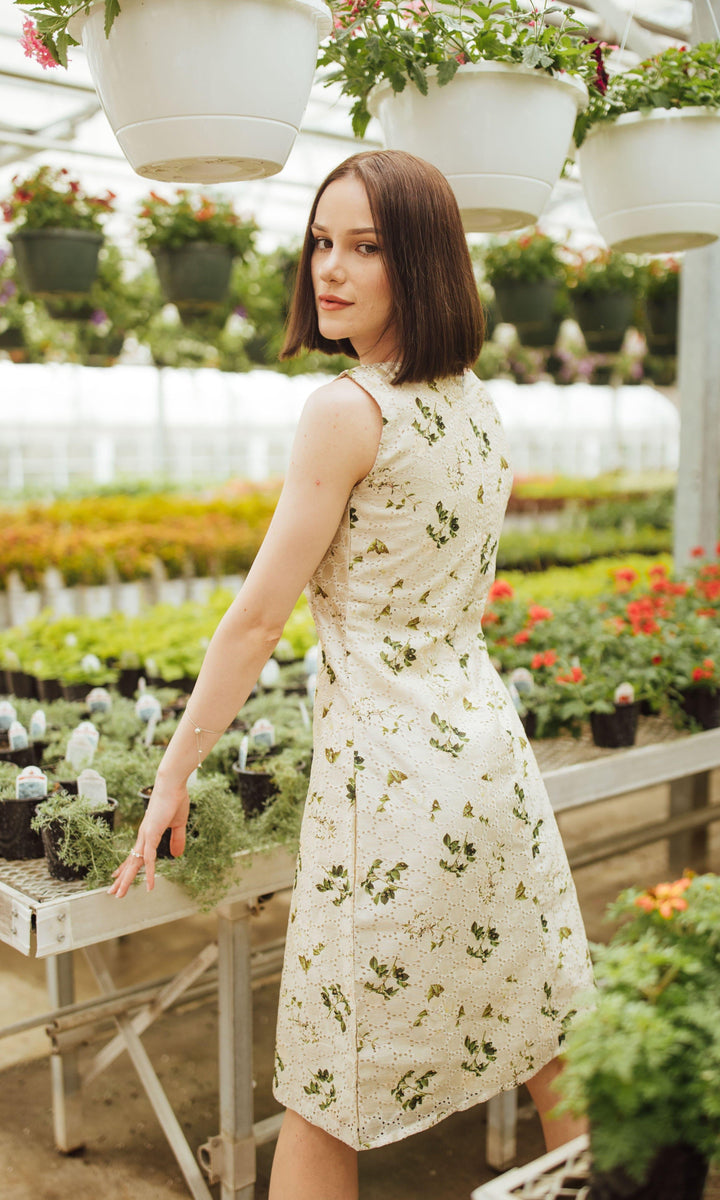 Silk Sleeveless Mini Dress with block print - dresses