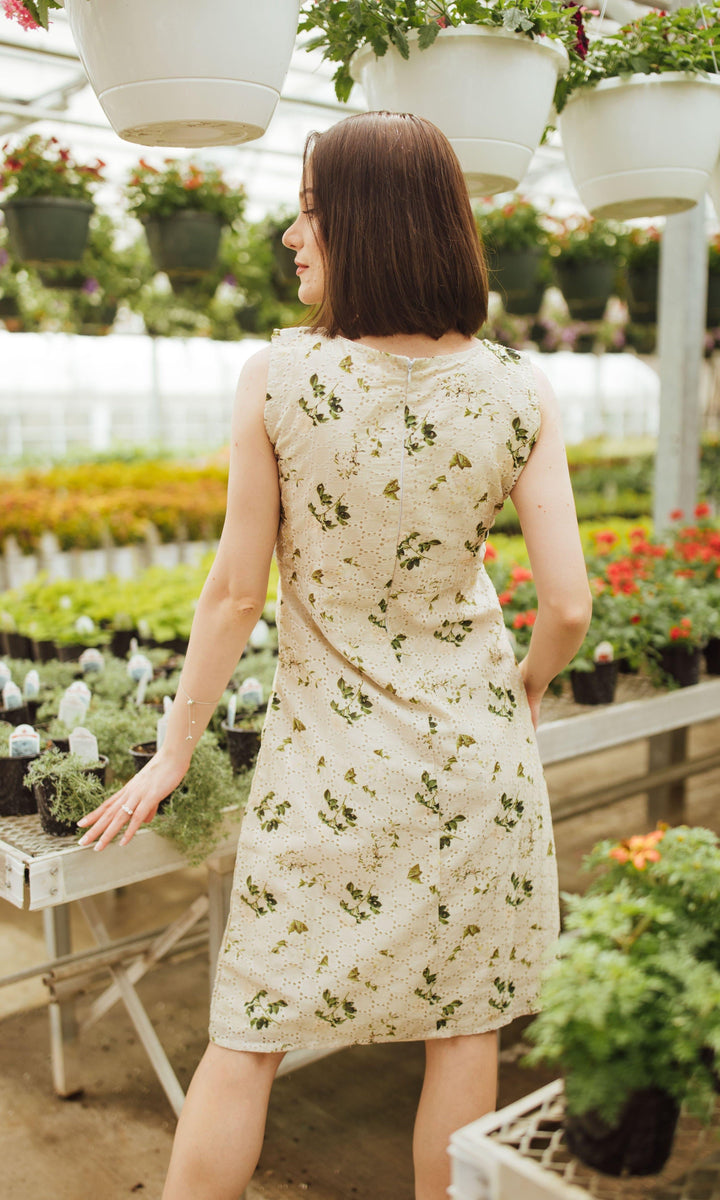 Silk Sleeveless Mini Dress with block print - dresses