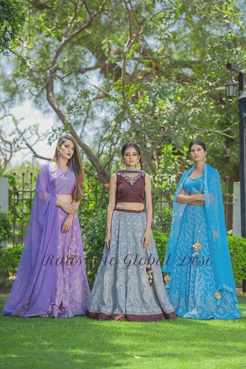 Swati Narula Qainaat Pre-draped Lehenga Saree With Blouse | Purple,  Sequins, Georgette, Square Neck, Sleeveless | Lehenga saree, Lehenga,  Indian outfits lehenga