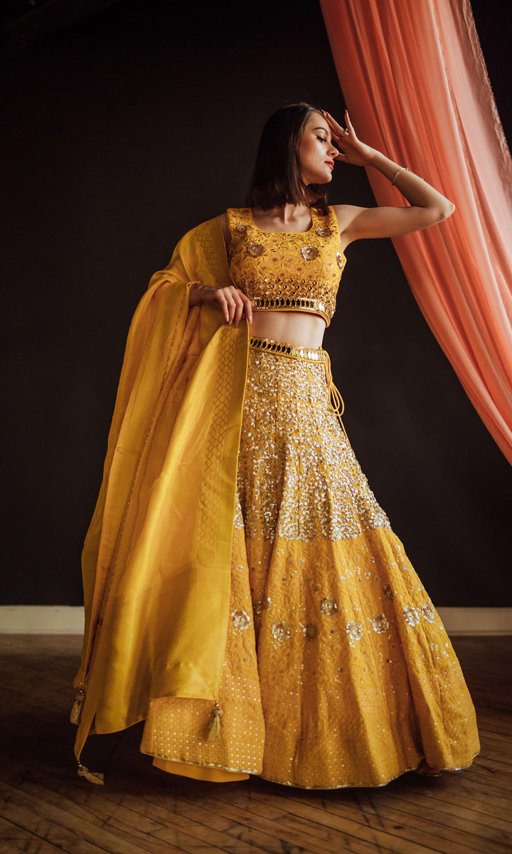 CC3514 yellow lehenga - wedding lehengas