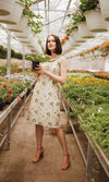 Silk Sleeveless Mini Dress with block print - dresses